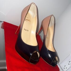 Christian Louboutin NEW VERY PRIVE 120 PATENT DEGRADE/PATENTB089 BLACK-NUDE 36.5